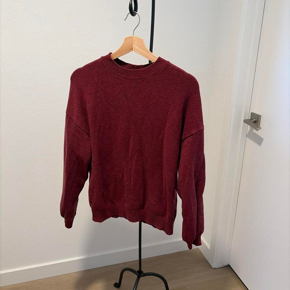 PrettyGarden Women's Burgundy Wine Red Crewneck Knit Sweater Size M